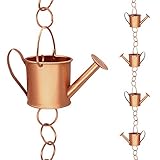 UMORNING Regenkette, dekorative Eisengießkanne, eimerförmige Regenkette für Regenrinnen-Fallrohre, 144.8 cm H, Regenwasser-Umleiter, 7 Tassen zum Sammeln von Wasser, Outdoor-Haus, Gartendekoration