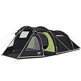 High Peak Tunnelzelt Atmos 3, Campingzelt mit Zeltboden, Trekkingzelt für 3 Personen, 2 Eingänge, doppelwandig, 4.000 mm wasserdicht, Ventilationssystem, Moskito- und Klarsicht-Fenster, windstabil