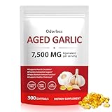Knoblauch Kapseln - Geruchloser Gelagerter Knoblauch Extrakt - 7500mg Äquivalent pro Portion (15:1 Extrakt) - 300 Weichkapseln - Unterstützt Herz, Kreislauf & Immunsystem - Cholesterin & Antioxidans U