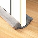 unter Türzugstopper 76-96cm Einstellbarer Windstopper für Tür, Fenster, Doppelzugschutzschaum Tür Sweep Luft-Lärm-Blocker für Boden der Türen Doppelseitige Seitendichtung für grau