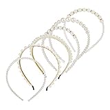 Comius Sharp 6 Stück Haarreifen mit Perlen für Frauen und Mädchen, Elegant Weiße Kunstperle Stirnband, Kopfschmuck Haarbänder Haarschmuck für Hochzeit, Geburtstag, Party (A)