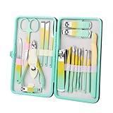 Nagelpflege-Werkzeugset, Maniküre-Set Mit Etui | Professionelles Nagel-Maniküre-Set Aus Edelstahl | 18X Nagelscheren-Set Mit Farbverlauf, Metall-Nagelpflegewerkzeuge Für Dicke Nägel