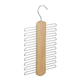 Relaxdays Krawattenbügel, 20 Krawatten aufbewahren, Krawattenhalter für Kleiderschrank, 360°drehbarer Haken, Holz, natur