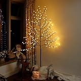 CCLIFE Led Lichterbaum Innen Aussen Weihnachten, Led Baum Innen, Kirschblütenbaum Lichterdeko, Warmweiß, IP44, 180cm, 200LED, CushHom