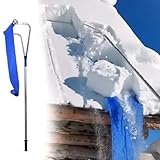 Schneeschieber Dach 1,9–6,4/6,5 cm Verstellbare Schneeschieberstangen fürs Dach Aluminium-Schneeschaufeln für Senioren Tragbares Schneeräumgerät für Solarmodule auf Der Veranda(with Oxford Cloth)