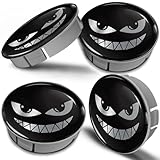 Biomar Labs 60mm Nabendeckel Set 4 Stück – Universal Felgendeckel für Alufelgen mit zahlreichen einzigartigen, hochwertigen Designs (Gruseliges Lächeln CS 28)