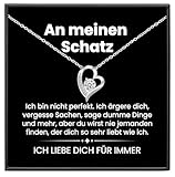 An meinen Schatz Kette mit Karte Herzkette mit LED Box und Spruch Halskette Damen Jahrestag Geschenk für Sie Frau Partnerin Freundin Verlobte Geburtstag Weihnachten (Standard Box - Herz V11)