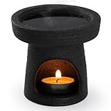 Bighan Duftlampe Teetassentyp Aromalampe Teelichthalter Duftlampe aus Keramik Aroma Diffuser - Gefrostet Schwarz