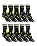WORKPOWER Arbeitssocken Strümpfe Herren Sportsocken für Männer Winter Thermo Arbeitsschuhe Dicke Arbeitsstrümpfe in Recycelbare Materialien in 39-42 Schwarz/Gelb 10P