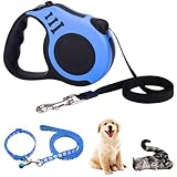 Hundeleine,5 m Einziehbar Hundeleine,Hundeleine Ausziehbar mit Anti-Rutsch Griff,Hundeleine Gurt Rollleine für Training und Spaziergänge für Kleine und Mittelgroße Hunde bis 15kg(Blau)