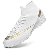 ASOCO DREAM Fußballschuhe Herren High Top Kunstrasen Fussballschuhe Professionelle Kinder Athletics Trainingsschuhe Outdoor Sport Football Schuhe,Weiß,42 EU