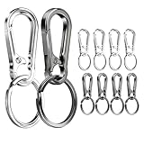 10 Stück Karabiner Schlüsselanhänger 2 Farben Karabinerhaken Schlüsselanhänger Karabiner Klein Schlüsselring mit Karabiner für Aufhängen im Rucksack Autoschlüssel (Silber/Grau Schwarz)