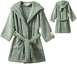 PandaHome Bademantel Kinder, Kinderbademantel für Jungen und Mädchen aus 100% Baumwolle, Morgenmantel mit Kapuze, Schnelltrocknend Weich Saugstark Bademäntel 400 g/m² (Grün, 5-6 Jahre)