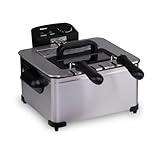 alpina Friteuse 5L - Doppel Fritteuse mit verstellbarem Thermostat - Fritöse mit Öl und 3 herausnehmbaren Körben - Deep Fryer 2000 W - 27,5 x 21,5 x 30,5 cm - Edelstahl, Silber