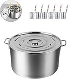GLJTUO Pastatopf Mit Deckel, Mehrzweck-Dampfgarer, Mit Trenneinsatz Und Siebeinsatz, Edelstahl-Kochtopf Mit Großem Fassungsvermögen, Für Spaghetti, Makkaroni, Knödel, 6 Mulden,6 Holes