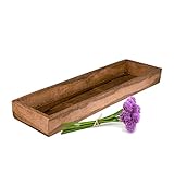 BigDean Tablett aus Mangoholz - 50 x 14,5 x 5 cm - Vintage Holztablett rechteckig - UNIKAT - Deko Holzbrett, Holzschale, Holzablage, Dekotablett