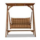 Sitzkissen für Gartenbank mit hoher Rückenlehne, Schaukelsitzkissen, Möbel, Sitzmatte, Liege, Polsterauflage, Holzbankpolster für Terrasse, Hinterhof, Khaki, 150 x 100 x 8 cm