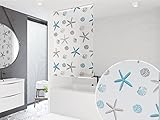 KS Handel 24 Basic DUSCHROLLO 160x240 cm DUSCHVORHANG Modell Oceanic Weiss BLAU BRAUN! Shower Rollo Curtain!
