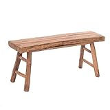 DESIGN DELIGHTS HOLZBANK Malu 93 | Teakholz, 93x44 cm, mit Streben | Treibholz Sitzbank, Baumkante Beistellbank, Bettbank, Küchenbank, Flurbank