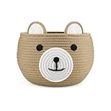 PandaEar Babykorb aus Baumwollseil, Baby-Geschenkkorb, Kinderzimmer, Wäsche-Organizer mit niedlichem Bären-Design zur Aufbewahrung von Säuglings- und Neugeborenen-Essentials, Windelkorb mit Griff