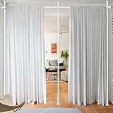 Starbover Raumteiler Gardinenstange Weiß, Paravent Raumteiler Trennwand keine Bohrung Verstellbare freistehende Stange Meall für Wohnzimmer, Schlafzimmer oder Büro, 121cm-304cm(L), 71cm-289cm(B)