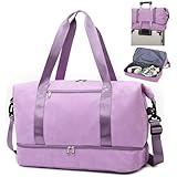 Sporttasche 35L, Reisetasche für Damen Herren - mit Schuhfach & Nassfach, Handgepäck Tasche Weekender Bag Schwimmtasche Trainingstasche für Sport, Gym & Fitness (Violett)