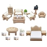 Puppenhaus Möbel Set, 23 Stück Miniatur Dollhouse Möbel Wohnzimmer, Familienpuppen Miniaturmöbel, Pretend Play Spielmöbel für Jungen, Mädchen und Kleinkinder
