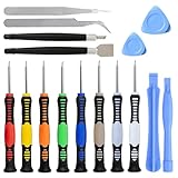 16 Stück Kleine Magnetische Schraubendreher Set, Mini Präzisions Schraubenzieher Werkzeug Set aus Plastik und Legierter Stahl, für Handy, Computers, Brillen, Uhren Reparatur (Farblig)