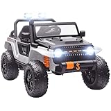 AIYAPLAY Kinder Elektroauto, 12V Kinderauto Elektrisch mit Fernbedienung, 2 Motor, Kinderfahrzeug mit Hupe, LED, Musik, Elektrofahrzeug mit Eltern-Kind-Sitz, 4 gefederten Rädern, für 3-8 Jahre, Weiß