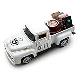Kaffee Deko, Vintage Metal Truck mit Mini Bücher und Kaffees Schild für Tisch, Kaffee Ecke Deko, Oldtimer Kaffeemaschine Deko für Café Bar Küche Esszimmer Wohnzimmer Centerpieces Geschenke, Weiß