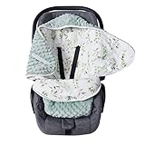 Einschlagdecke für Babyschale Winter Babydecke aus Baumwolle mit Füllung Schlafsack Universal Fußsack für Kinderwagen Autositz, Ideal für Babys 0-4 Monate (Laub Grün)