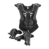 predolo Kids Motorrad Schutzanzug Kinder Motorrad Rüstungsset Rücken Brustschutz Ellenbogenpolster Knieschützer Atmungsaktiv Schockabsorbierend für Kinder Jun, Schwarz, L