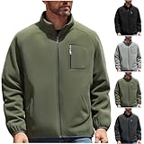 Generisch Winterjacke Herren Fleecejacke Outdoorjacke mit Stehkragen Doppel-Seiten Fleece Männer Reißverschlussjacke mit Taschen Warm Langarm Freizeitmode für Arbeit Sport Alltag