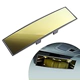 Auto Rückspiegel, 300mm Gebogener Innenrückspiegel, Weitwinkel-Panoramablick und Blendschutz, Universell für Fahrzeuge und Schiffe (Gold)