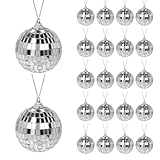 Disco Spiegel Ball, 24 Pack Silber Spiegelkugel zum Aufhängen, Discokugeln für Weihnachtsbaum Hochzeit Home Party Geburtstagsfeier Dekoration Lichteffekt Durchmesser 4 cm