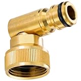 Poppstar Drehbarer 90 Grad-Winkel Schlauchverbinder Messing (3/4') Schnellkupplung mit Hahnverbinder 3/4 Zoll auf Stecksystem