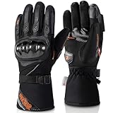 BORLENI Winter Motorradhandschuhe Herren, Motorrad Handschuhe Herr Warm Winterhandschuhe Wasserdicht Winddichte mit Touchscreen Knöchelschutz Schwarz L