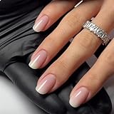 GlamRays 24 Stück Nude Pink Press on Nail, Kurze Quadratische False Nägel, Press-Ons Acryl Falschnägel mit Gradient-Designs, Kurze Künstliche Glänzende Nägel