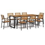 LAPOOH 9-TLG. Garten-Essgruppe Massivholz Akazie und Metall, Esstisch Mit Stühlen Set, Gartenmöbel Sitzgruppe, Balkon Möbel, Gartenlounge Set, Terrassenmöbel, Balkonmöbel Set - 3155413