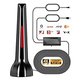 DVBT2 Antenne mit Verstärker 36Dbi+ HDTV Zimmerantenne für Fernseher, max. Signalqualität durch ALU-Kern