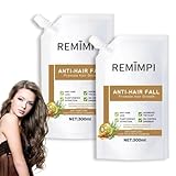 Remimpi Anti-Haarausfall-Haarbehandlungsshampoo mit Ölkontrolle, Remimpi Anti-Haarausfall-Shampoo gegen Haarausfall, Anti-Haarausfall Anti-Haarausfall-Schuppen-Kräuterextrakt 300 ml (2 Pcs)