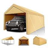 COBIZI Partyzelt 3x6m Zeltgarage Premium Carport Weidezelt 180 g/m² PE Plane Ganzmetallrahmen und Dach im Peak-Stil mit abnehmbaren Seitenwänden und 2 Rolltüren