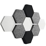 FENNEXT ® Schallabsorber Wand - Akustikbild der perfekte Schallschutz aus BASOTECT ® und AKUSTIK-VLIES für Gaming, Homeoffice, Studio - 9er Starterset HYBRIDGRAU