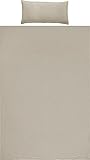 REDBEST Bettwäsche, Bettgarnitur Seersucker Uni Detroit Taupe Größe 40x80 cm / 135x200 cm - weich, schnell trocknend, bügelfrei, mit Reißverschluss
