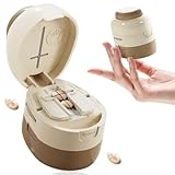 Tablettenschneider Tablettenzerkleinerer mit Deckel und Stauraum,Einstellbarer Pillenteiler,Tablettenspalter,Hände-schonend,Tablettenteiler für Alle Tabletten