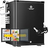 KESSER® Minikühlschrank, Minibar 40Liter Nutzinhalt Leise 22db, Schlafzimmer Wechselbarer Türanschlag, ca. 6°-12°C Höhe 57cm, Innenbeleuchtung Tisch Kühlschrank Inkl. Glasöffner und Schloss, Schwarz