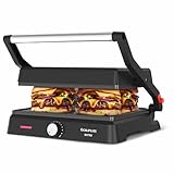 Taurus - Kontaktgrill Bistro 2600W | 2-in-1 Grill & Plancha | Platten 29x23 cm | Schwenkbare obere Platte & 180° Öffnung | Antihaftbeschichtung PFOA-frei | Fettauffangschale | Einstellbarer Thermostat