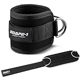 ENAPE® 2 Stück Fußschlaufen Kabelzug - Kickbacks Fußschlaufe - Fussschlaufen Kabelzug - Fußmanschetten Kabelzug - 2 Fußkettchen mit Riemenscheiben für Frauen und Männer (Schwarz) 1