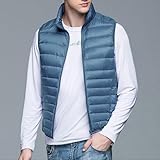 Daunenweste für Herren – leichte Weste, Jacke mit durchgehendem Reißverschluss – Winterkleidung zum Laufen, Radfahren, Wandern, Reisen