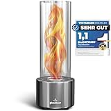 GLANZFEUER® Tischkamin - Premium Bio Ethanol Tischkamin - Tischfeuer Outdoor & Tischfeuer Indoor - Hochwertiger Bioethanol Tischkamin Outdoor für besonderes Ambiente - Tisch Feuer Ethanol Kamin